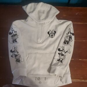 White Minnie Mouse Half-Zip Hoodie with Sleeve Graphics